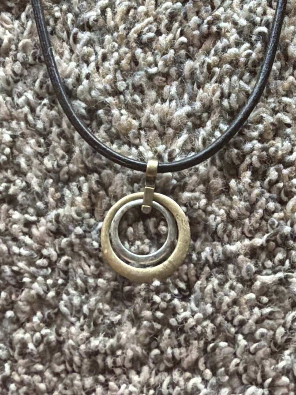 Lia Sophia Modern Circles Two-Tone Pendant Leather Cord Necklace